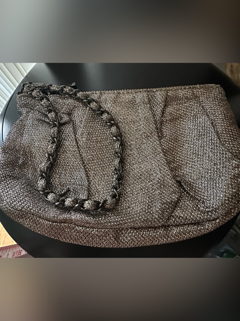 Express Metallic Woven Shoulder Bag wristlet clutch- Bronze